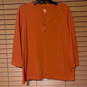 Gently Used “Kim Rodgers” Light Burnt Orange Crop Sleeve Shirt